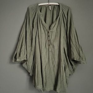 Free People Sun Seeker Henley Gauzy Tunic Top